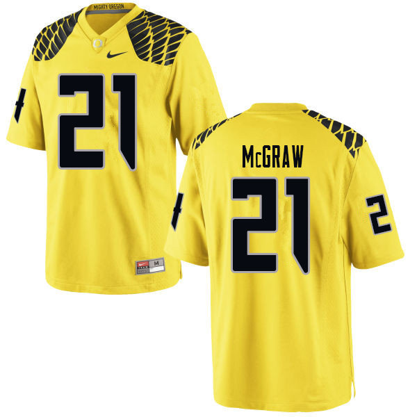 Men #21 Mattrell McGraw Oregn Ducks College Football Jerseys Sale-Yellow